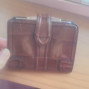 Brown Leather Bifold Croc Wallet